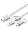 Kabel USB 3w1 UGREEN Type-C / Lightning / Micro, 1m MFi (biały)