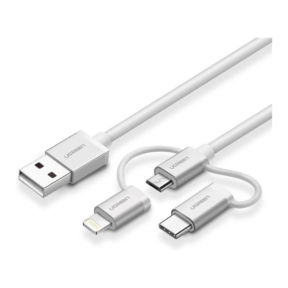 Hurtownia GSM - Kabel USB 3w1 UGREEN Type-C / Lightning / Micro, 1m MFi (biały) - UGR113WHT - {ean13} - Hurt