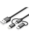 Kabel USB 3w1 UGREEN Type-C / Lightning / Micro, 1m MFi (czarny)