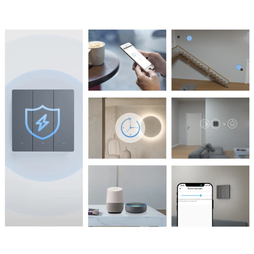 Inteligentny przełącznik ścienny Sonoff Wi-Fi (3-kanałowy) czarny 