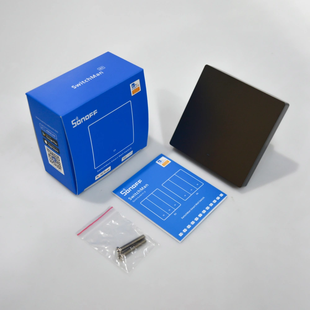Hurtownia GSM - Comutator de perete inteligent Sonoff Wi-Fi (1 canal) negru - SNF132 - {ean13} - Hurt