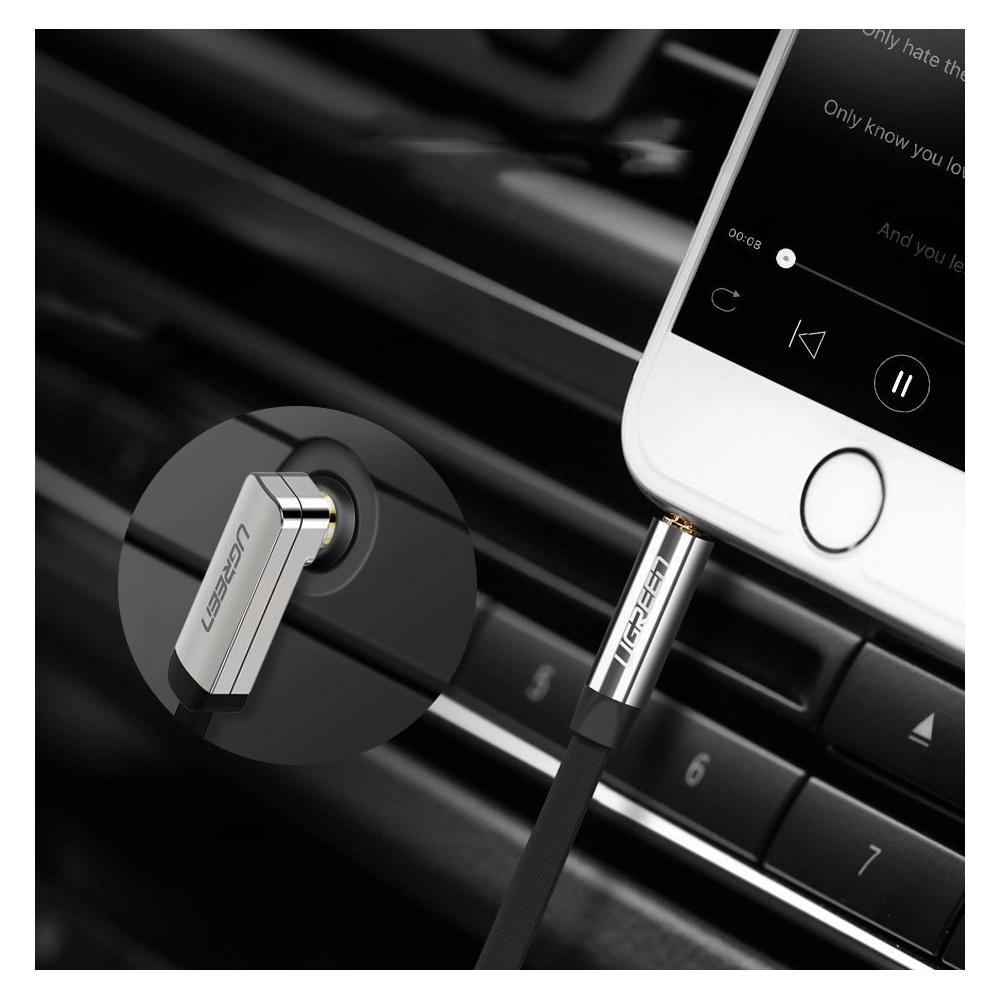 Hurtownia GSM - Cablul audio unghiular UGREEN AV119 AUX mini jack 3.5 mm 0.5 m negru - UGR1770 - {ean13} - Hurt