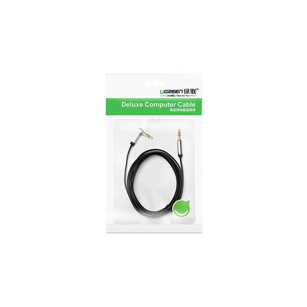 Hurtownia GSM - Plochý úhlový audio kabel UGREEN AV119 AUX mini jack 3,5 mm 0,5 m černý - UGR1770 - {ean13} - Hurt