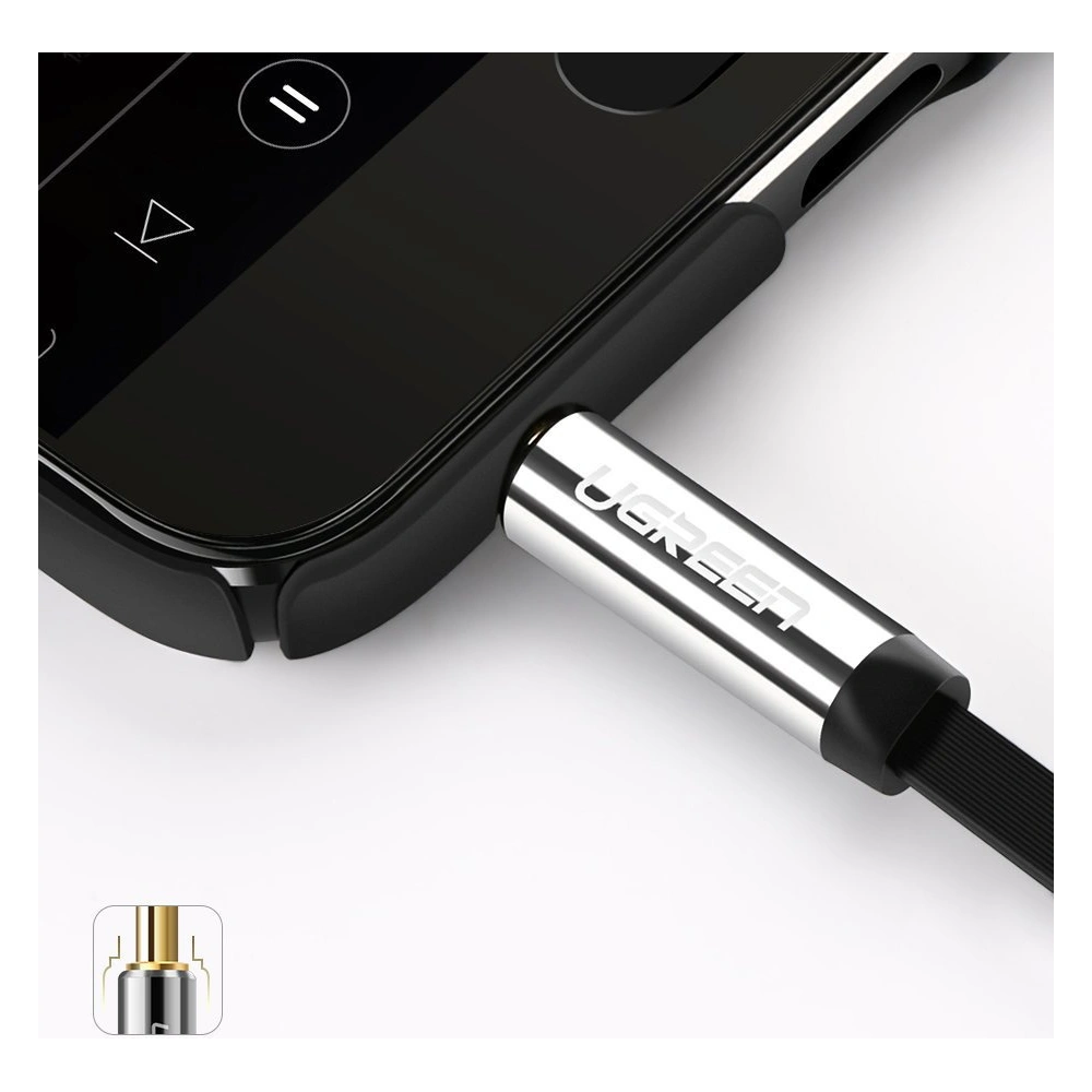 Hurtownia GSM - Cablul audio unghiular UGREEN AV119 AUX mini jack 3.5 mm 0.5 m negru - UGR1770 - {ean13} - Hurt