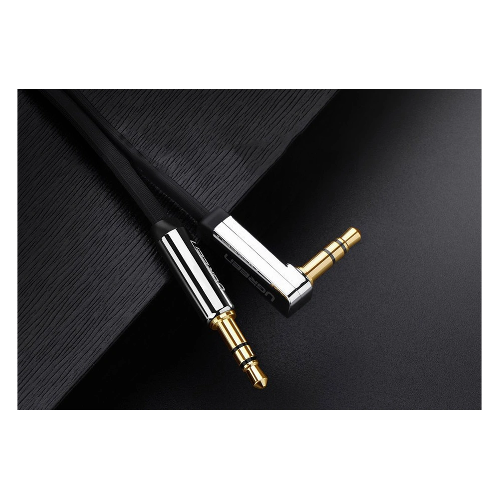 Hurtownia GSM - Plochý úhlový audio kabel UGREEN AV119 AUX mini jack 3,5 mm 0,5 m černý - UGR1770 - {ean13} - Hurt