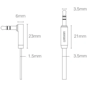 Wholesale UGREEN AV119 flat angle audio cable AUX mini jack 3.5 mm 0.5 m black - UGR1770 - {ean13} - Hurt