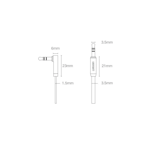 Płaski kabel kątowy audio UGREEN AV119 AUX mini jack 3.5 mm 0.5 m czarny