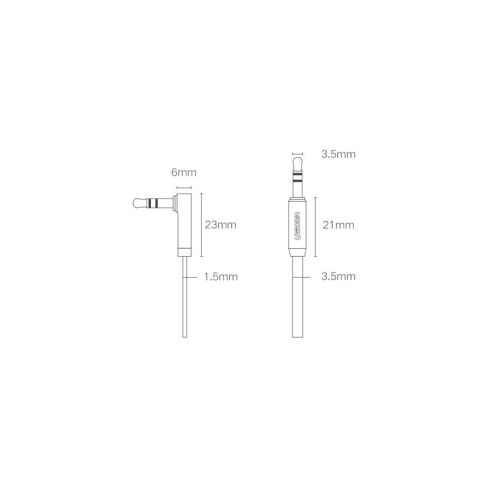 Hurtownia GSM - Plochý úhlový audio kabel UGREEN AV119 AUX mini jack 3,5 mm 0,5 m černý - UGR1770 - {ean13} - Hurt