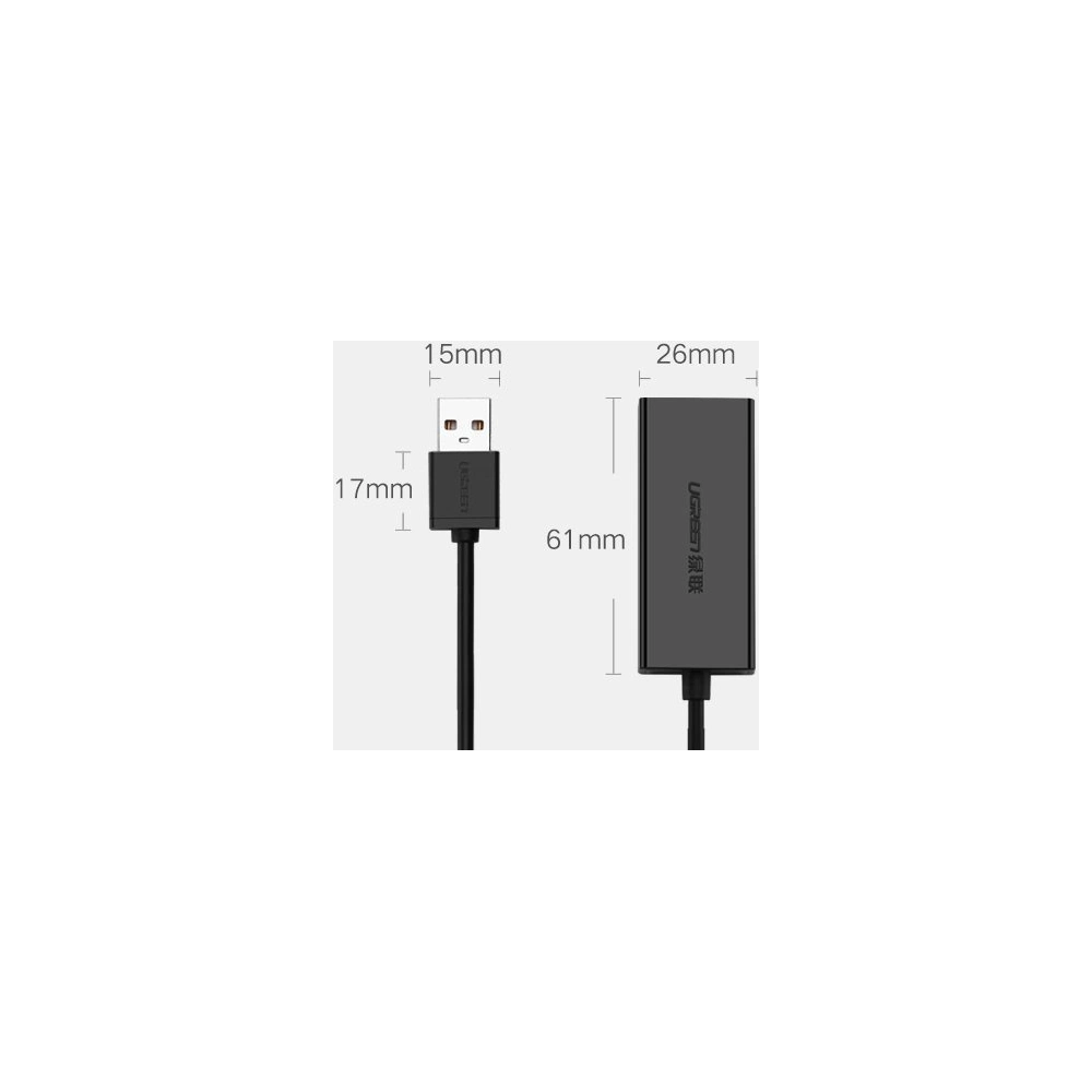 Wholesale UGREEN CR110 USB-A 2.0 / RJ45 100Mbps external network card black - UGR1771 - {ean13} - Hurt