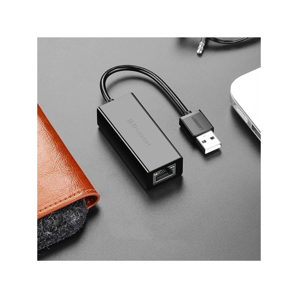 Wholesale UGREEN CR110 USB-A 2.0 / RJ45 100Mbps external network card black - UGR1771 - {ean13} - Hurt