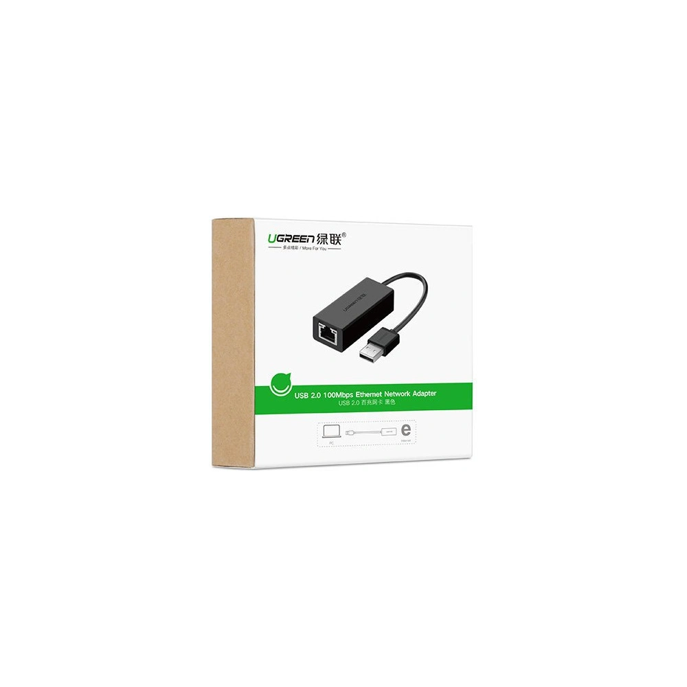 Wholesale UGREEN CR110 USB-A 2.0 / RJ45 100Mbps external network card black - UGR1771 - {ean13} - Hurt