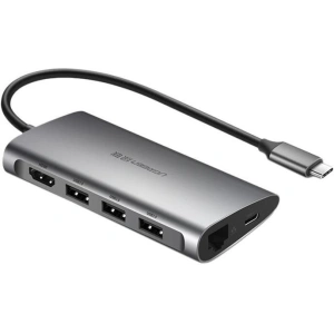 Adapter UGREEN 8w1 USB-C do HDMI 4K, 3x USB 3.0, Typ-C, RJ45, SD, Micro SD