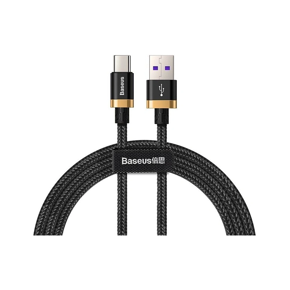 Hurtownia GSM - Kabel USB-C Baseus Purple Gold Red, Huawei SuperCharge, 5A, 1m, 40W (czarno-złoty) - BSU577BLKGLD - {ean13} - Hurt