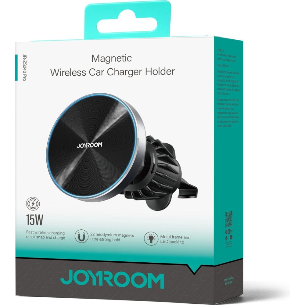 Hurtownia GSM - Uchwyt samochodowy na kratkę Joyroom JR-ZS240 z ładowarką indukcyjną 15W czarny - JYR868 - {ean13} - Hurt