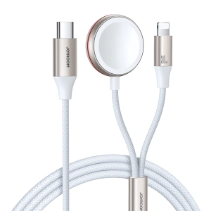 Wholesale Joyroom S-IW011 2in1 cable USB-C / Lightning, inductive charger for Apple Watch 1.5m white - JYR870 - {ean13} - Hurt