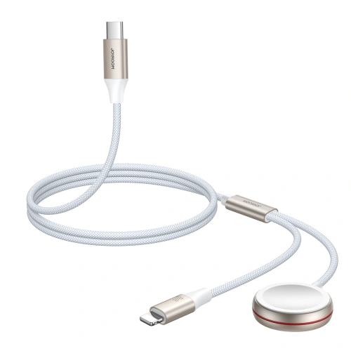 Kabel 2w1 Joyroom S-IW011 USB-C / Lightning, ładowarka indukcyjna do Apple Watch 1.5m biały
