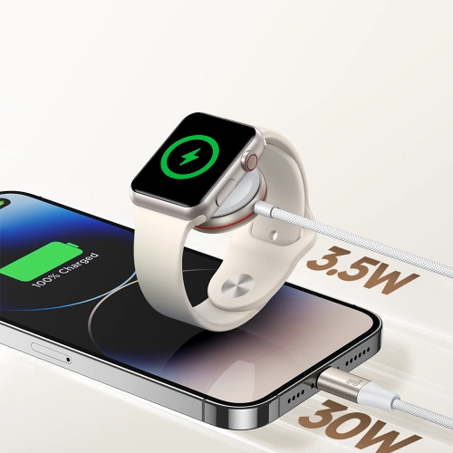 Kabel 2w1 Joyroom S-IW011 USB-C / Lightning, ładowarka indukcyjna do Apple Watch 1.5m biały