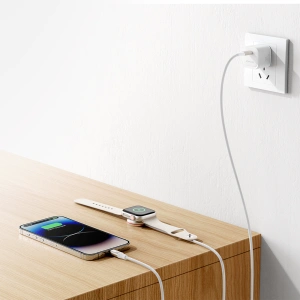 Wholesale Joyroom S-IW011 2in1 cable USB-C / Lightning, inductive charger for Apple Watch 1.5m white - JYR870 - {ean13} - Hurt