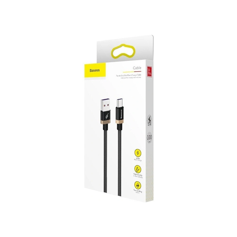 Hurtownia GSM - Kabel USB-C Baseus Purple Gold Red, Huawei SuperCharge, 5A, 1m, 40W (czarno-złoty) - BSU577BLKGLD - {ean13} - Hurt