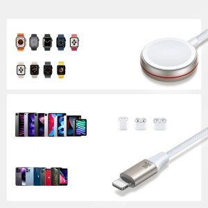Wholesale Joyroom S-IW011 2in1 cable USB-C / Lightning, inductive charger for Apple Watch 1.5m white - JYR870 - {ean13} - Hurt
