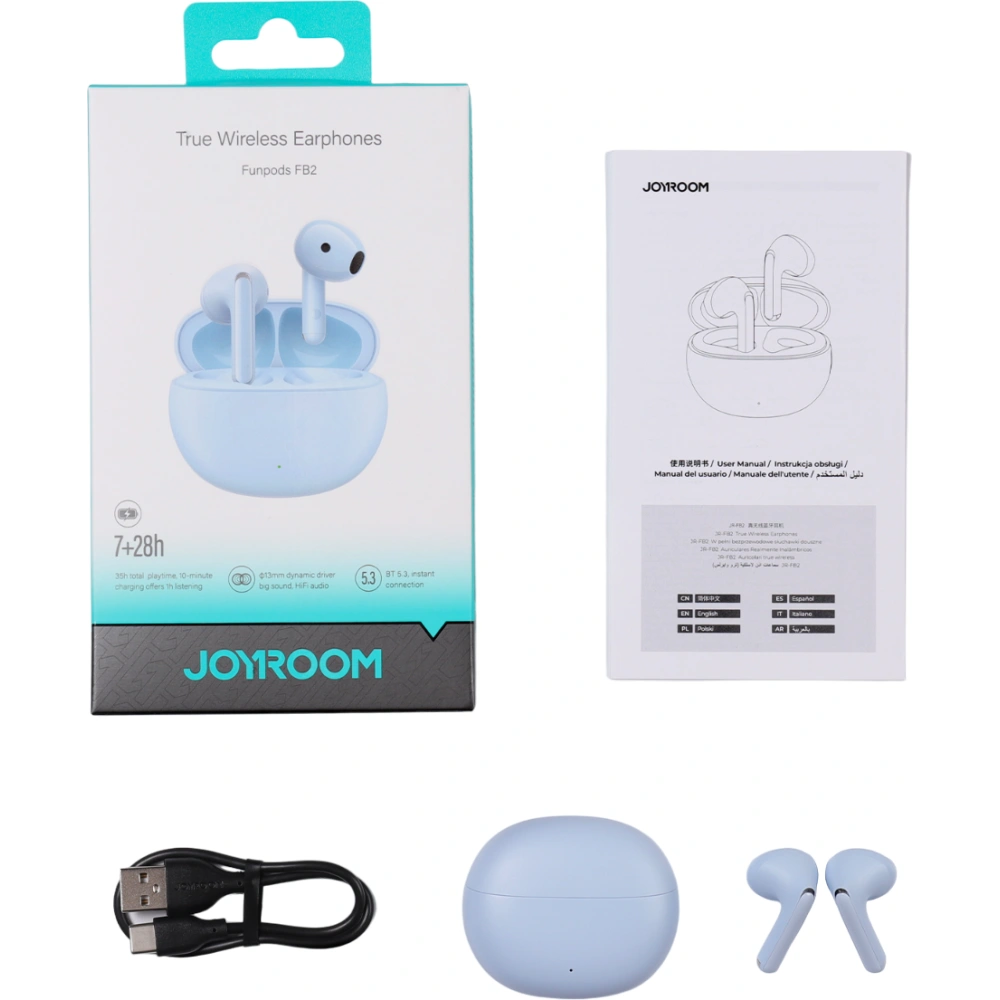 Hurtownia GSM - Căști wireless intraauriculare Joyroom Funpods JR-FB2 Bluetooth 5.3 albastre - JYR873 - {ean13} - Hurt