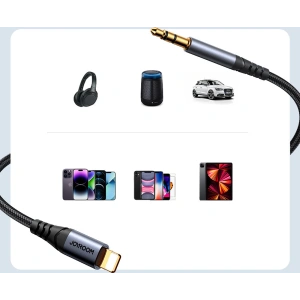 Wholesale Joyroom SY-A06 cable Lightning / AUX mini jack 3.5mm 1.2m black - JYR874 - {ean13} - Hurt