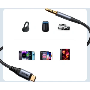 Hurtownia GSM - Audio kábel Joyroom SY-A07 USB-C / AUX mini jack 3.5mm 1.2m fekete - JYR875 - {ean13} - Hurt