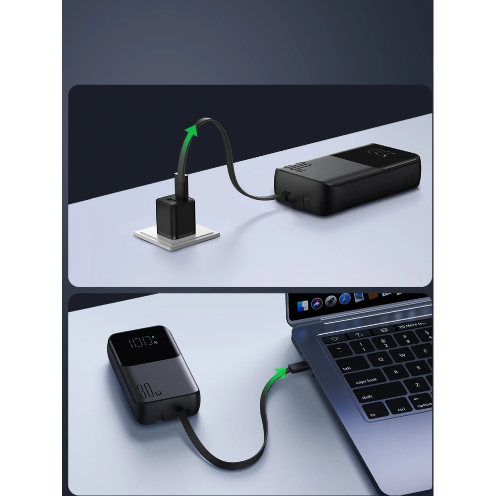 Hurtownia GSM - Powerbank Joyroom JR-PBC06 10000mAh 30W + integrierte USB-C und Lightning Kabel schwarz - JYR878 - {ean13} - Hurt