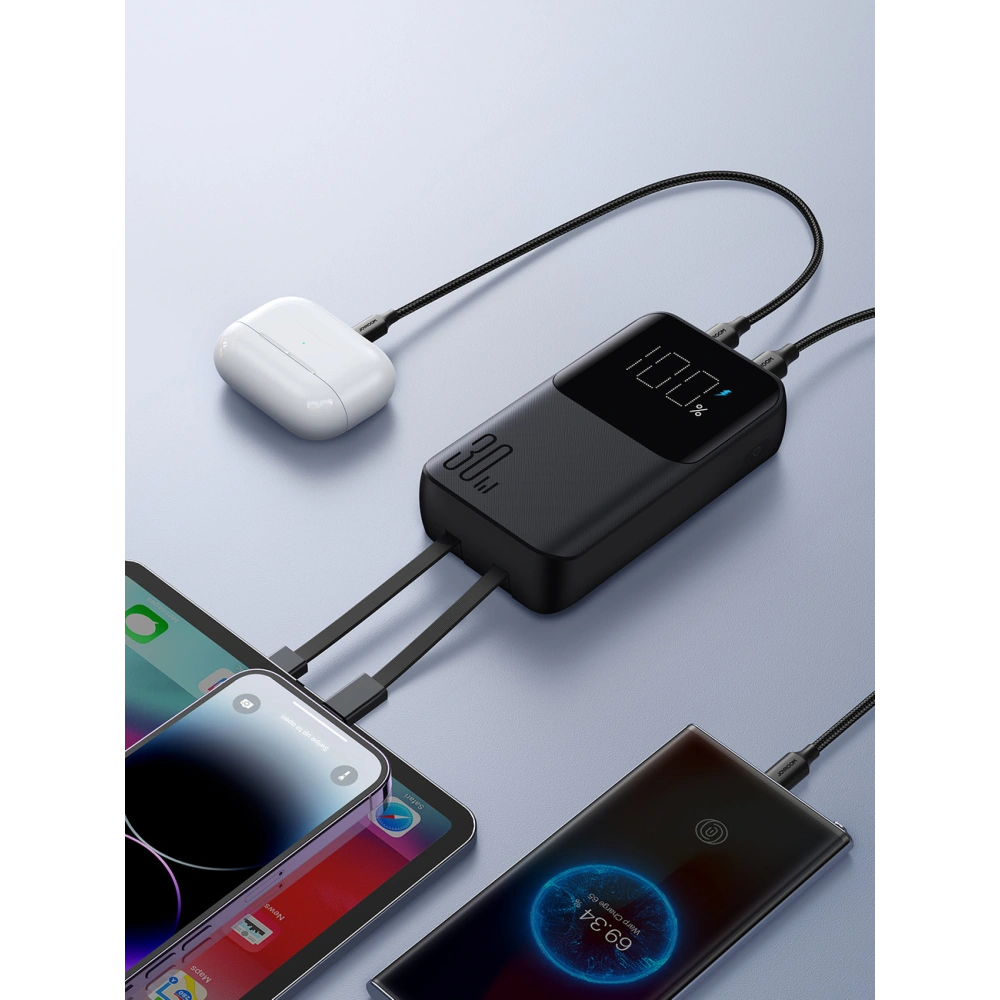 Hurtownia GSM - Powerbank Joyroom JR-PBC06 10000mAh 30W + integrierte USB-C und Lightning Kabel schwarz - JYR878 - {ean13} - Hurt