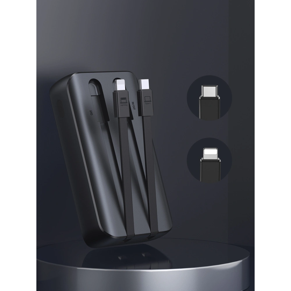 Hurtownia GSM - Powerbank Joyroom JR-PBC06 10000mAh 30W + integrierte USB-C und Lightning Kabel schwarz - JYR878 - {ean13} - Hurt