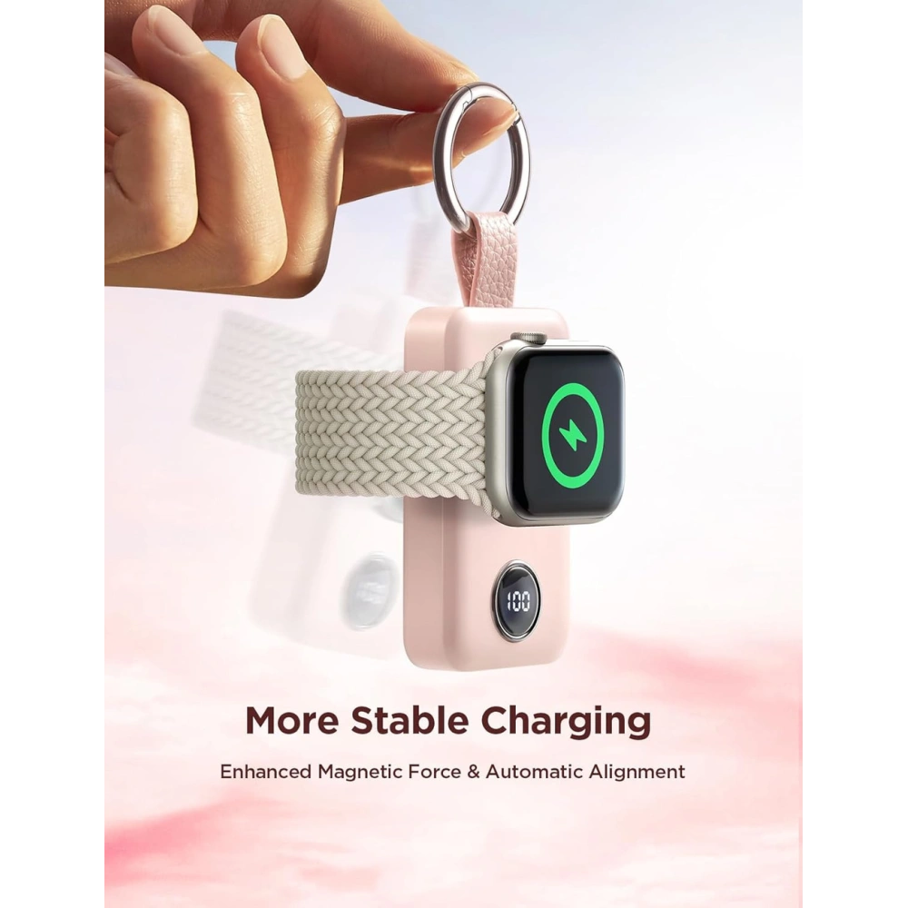 Wholesale Joyroom JR-WQW01 wireless powerbank 2000mAh 3W for Apple Watch pink - JYR881 - {ean13} - Hurt