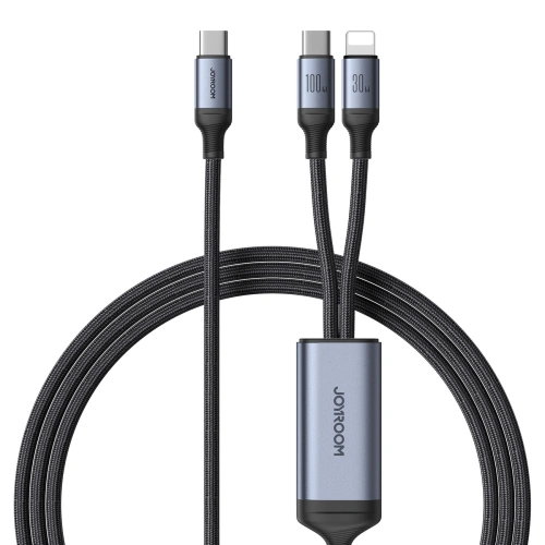 Kabel 2w1 Joyroom Speedy Series SA21-1T2 USB-C / USB-C, Lightning 100W 1.5m czarny