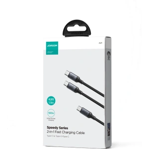 Wholesale Joyroom Speedy Series SA21-1T2 2in1 cable USB-C / 2xUSB-C 100W 1.5m black - JYR887 - {ean13} - Hurt
