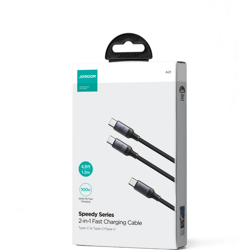 Hurtownia GSM - Kábel 2w1 Joyroom Speedy Series SA21-1T2 USB-C / 2xUSB-C 100W 1.5m fekete - JYR887 - {ean13} - Hurt