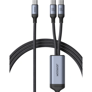 Wholesale Joyroom Speedy Series SA21-1T2 2in1 cable USB-C / 2xUSB-C 100W 1.5m black - JYR887 - {ean13} - Hurt