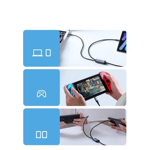 Kabel 2w1 Joyroom Speedy Series SA21-1T2 USB-C / 2xUSB-C 100W 1.5m czarny