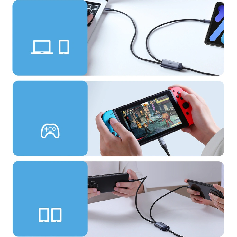 Hurtownia GSM - Kabel 2w1 Joyroom Speedy Series SA21-1T2 USB-C / 2xUSB-C 100W 1.5m černý - JYR887 - {ean13} - Hurt