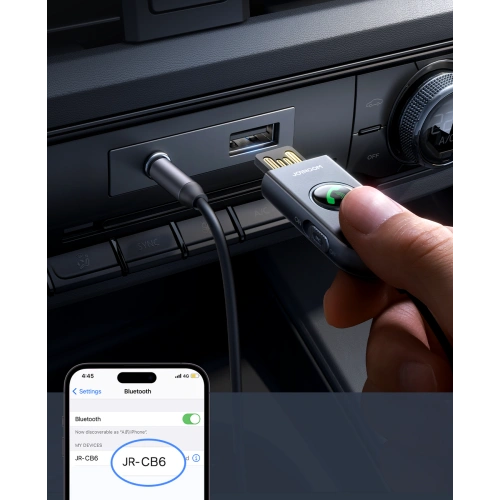 Samochodowy bezprzewodowy odbiornik Joyroom JR-CB6 szary