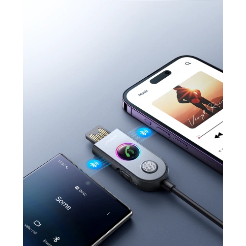 Samochodowy bezprzewodowy odbiornik Joyroom JR-CB6 szary