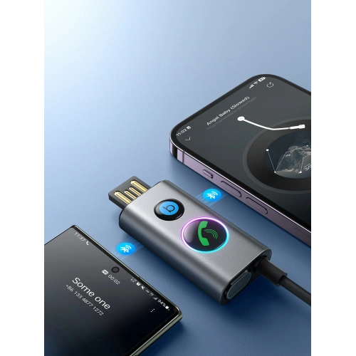 Samochodowy bezprzewodowy odbiornik Joyroom JR-CB7 szary