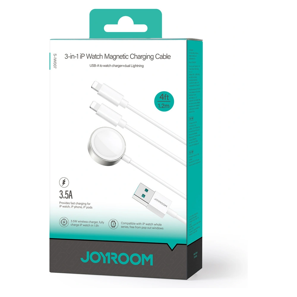 Hurtownia GSM - Kábel 3w1 Joyroom S-IW007 USB-A / mágneses töltő, USB-A, Lightning 1.2m fehér - JYR911 - {ean13} - Hurt