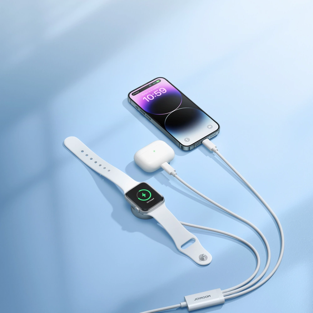 Hurtownia GSM - Kábel 3w1 Joyroom S-IW007 USB-A / mágneses töltő, USB-A, Lightning 1.2m fehér - JYR911 - {ean13} - Hurt