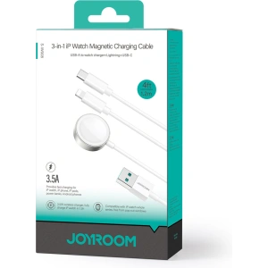 Hurtownia GSM - Kábel 3w1 Joyroom S-IW008 USB-A / mágneses töltő, USB-C, Lightning 1.2m fehér - JYR912 - {ean13} - Hurt