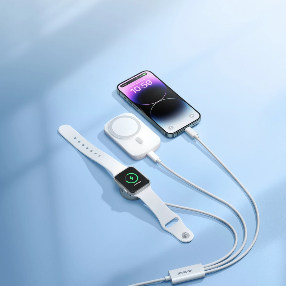 Hurtownia GSM - Kabel 3w1 Joyroom S-IW008 USB-A / magnetická nabíječka, USB-C, Lightning 1.2m bílý - JYR912 - {ean13} - Hurt