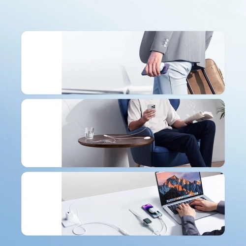 Kabel 3w1 Joyroom S-IW008 USB-A / ładowarka magnetyczna, USB-C, Lightning 1.2m biały