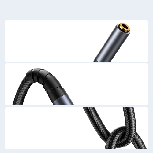 Kabel audio Joyroom SY-A09 mini jack 3.5mm żeński / AUX mini jack 3.5mm męski 1.2 m czarny