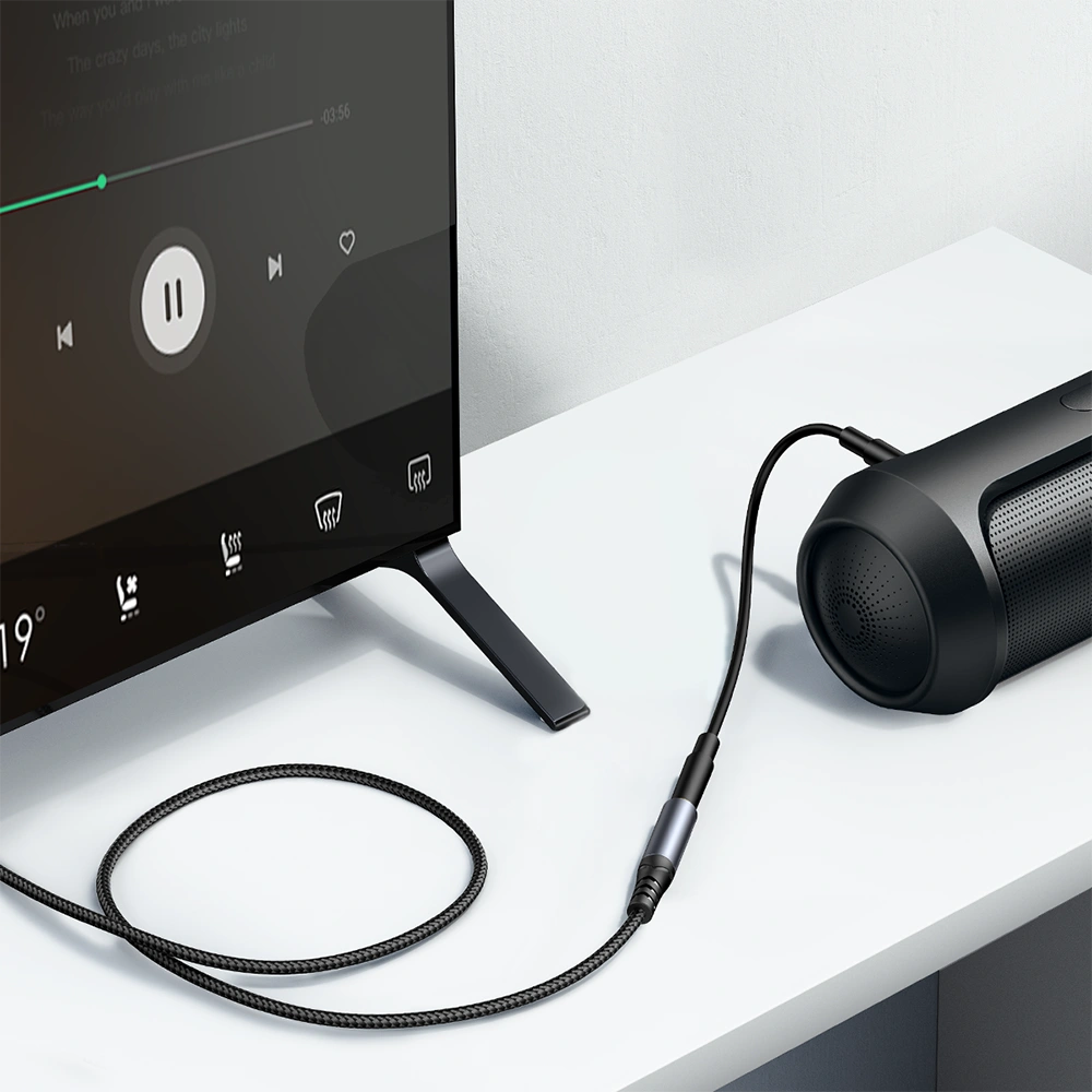 Hurtownia GSM - Kabel audio Joyroom SY-A09 mini jack 3.5mm ženský / AUX mini jack 3.5mm mužský 1.2 m černý - JYR915 - {ean13} - Hurt