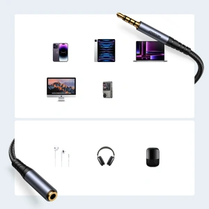 Hurtownia GSM - Audio kábel Joyroom SY-A09 mini jack 3.5mm női / AUX mini jack 3.5mm férfi 1.2 m fekete - JYR915 - {ean13} - Hurt