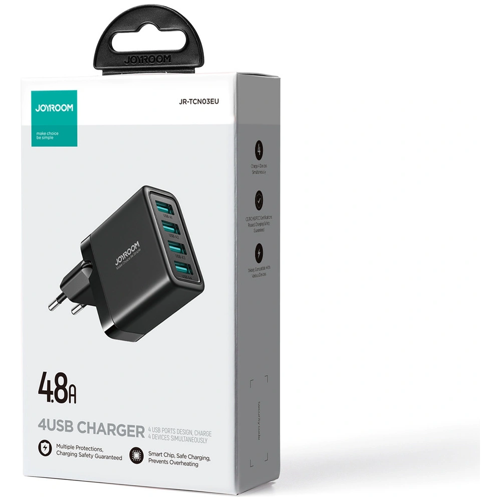 Hurtownia GSM - Hálózati töltő Joyroom JR-TCN03 4xUSB-A 24W 4.8A fekete - JYR921 - {ean13} - Hurt