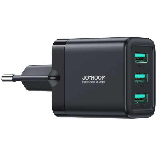 Joyroom Distributor - 6956116753436 - JYR922 - Joyroom JR-TCN02 wall charger 3xUSB-A 17W 3.4A black - B2B homescreen